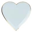 Plato corazón flat celeste borde dorado 10u