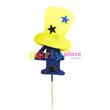 Pinche Nro. con galera azul y amarillo
