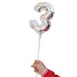 Globo Nro. chico 18cm met plateado con soporte