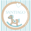 Tarjetitas Baby Blue Horse circulo 20u Pers