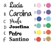 Nombres en relieve y color