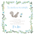 Invitación Bosque BOHO Blue cuadrada Pers