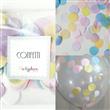 Globos transp. confetti pastel y cinta 6u