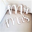 Letras corporeas blancas grandes para sillas Mr y Mrs
