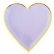 Plato corazón flat lila borde dorado 10u