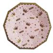 Plato octogonal corona met rosa 10u