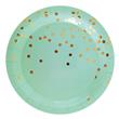 Plato redondo gde. met dorado dots verde agua pastel 6u