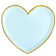 Plato corazón gde celeste borde dorado 6u
