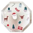 Plato flat octogonal plateado Chirstmas eve 10u