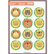 Stickers plancha Animalitos Safari redondas 12s 1u