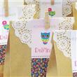 Kit souvenir Búho bolsita, blonda, clip y tarjetita personalizada 10u