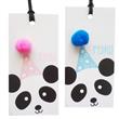 Tarjetas largas con cinta Panda con pompón 12u