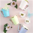 Tazas de papel vintage met con borde dorado 6u ROSAS