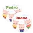 Tarjetitas redondas Los tres chanchitos 20u Pers