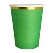 Vaso liso verde con borde dorado 6u