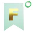 Banderín Feliz Cumpleaños verde agua y dorado