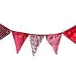 Banderín de tela raso tonos rojos