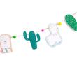 Banderín troquelado Llama y cactus con pompones
