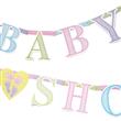 Banderín de papel troquelado Baby Shower en pastel