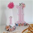 Bonete party Baby number flower rosa