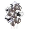 Globos Set plateados latex, met corazon y estrella x14