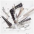 Cornetas de carton plateado y negro 6u