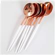 Cubierto plástico. Cuchara blanca y Rose gold 6u