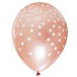 Globos rose gold satinados con motas blancas 6u