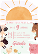 Invitación Granja Rosa Animalitos Pers