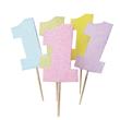 Toppers números pastel con gibré 5u. (Seleccioná el nro)