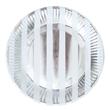 Plato redondo chico met plateado rayas 10u