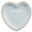 Plato corazón celeste borde dorado 10u