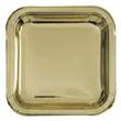 Plato cuadrado gde. liso met dorado 10u