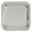 Plato cuadrado gde. liso met plateado 10u