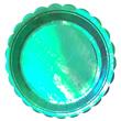 Plato redondo onditas Iridiscente grande aguamarina 10u