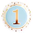 Plato redondo chico met Uno celeste con dorado 10u