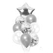 Globos Set plateados y transparentes con confetti y estrella x9