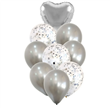Globos Set plateados y transparentes con confetti y corazon x9