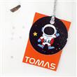 Tarjetitas dobles con cinta plateada (3mts) Space 16u Pers