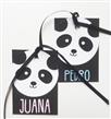 Tarjetitas dobles con cinta Panda (celeste/rosa) 16u Pers