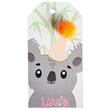 Tarjetas largas con cinta Koala con pompón 12u
