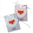 Tarjetitas dobles con cinta Little Fox Rosa o celeste 16u Pers