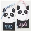 Tarjetas largas con cinta Panda (rosa/celeste) 24u Pers