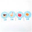 Tarjetitas dobles con cinta Granja celeste 16u Pers