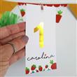 Tarjetas largas con cinta Frutillas UNO dorado 20u