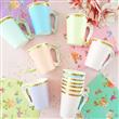 Tazas de papel vintage met con borde dorado 6u ROSAS