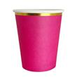 Vaso liso fucsia con borde dorado 6u