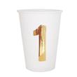 Vaso met dorado UNO blanco 6u