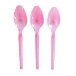 Cubierto plástico. Cuchara rosa 10u