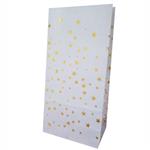 Bolsa con base estrellitas doradas blancas 10u